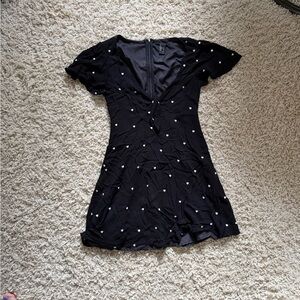 Forever 21 Black Mini Dress with White Dots